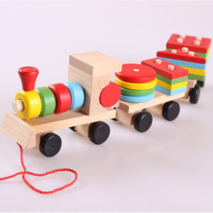 Wooden Three-Section Train & Tractor Puzzle – Educational Toy for Kids